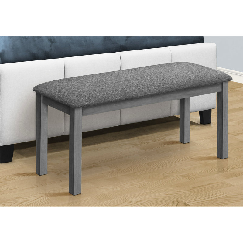 Banc rembourré gris de 42 po pour la cuisine - Design transitionnel, fabrication en bois massif, rembourrage en mousse épaisse, rectangulaire, rembourré, transitionnel, bois, rembourrage spacieux et confortable