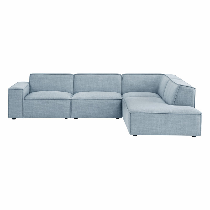 Canapé modulaire rembourré en forme de L 4 pièces Bange Performance, Face à la gauche, Tissu Sky