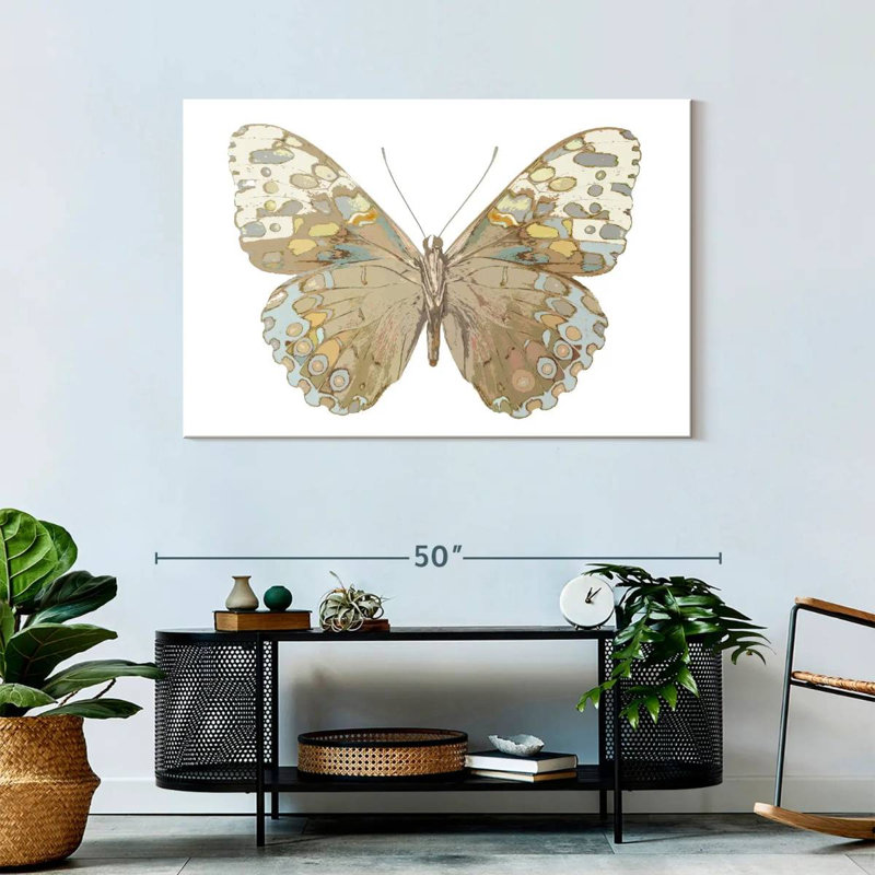 Papillon Brampt en taupe et bleu, H 30 po x l 45 po