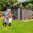 10 Ft. W x 12 Ft. D Galvanized Steel Frame Metal Storage Shed with Dual Lighting (Solar & Handheld) - Brown-120836603-112387367