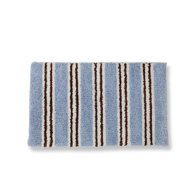 Ultra Soft Retro Blue Stripe Bath Rug