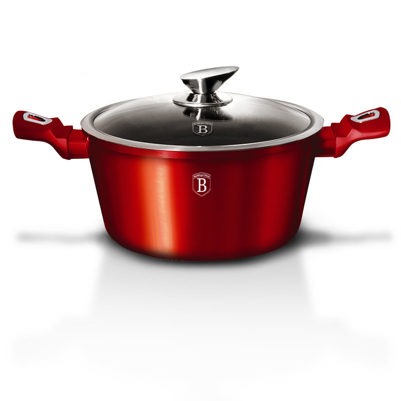15 - Piece Non-Stick Aluminum Cookware Set, Burgundy