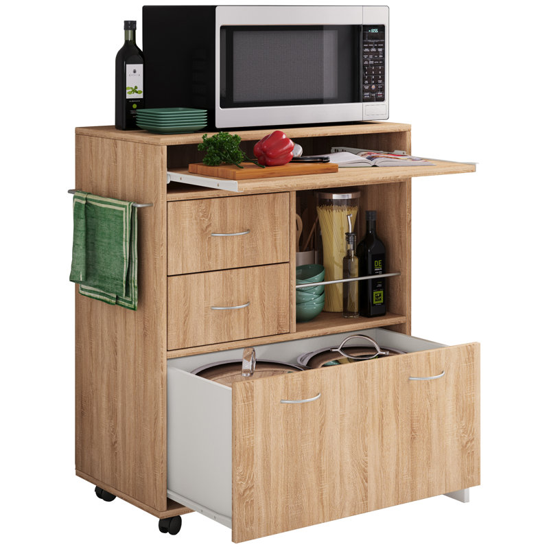 Quintine Wood Kitchen Cart, Light beech