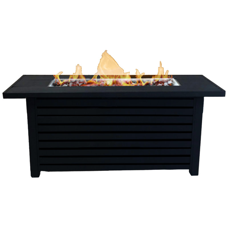 Table de foyer d'extérieur en acier au propane / gaz naturel avec couvercle, Noir