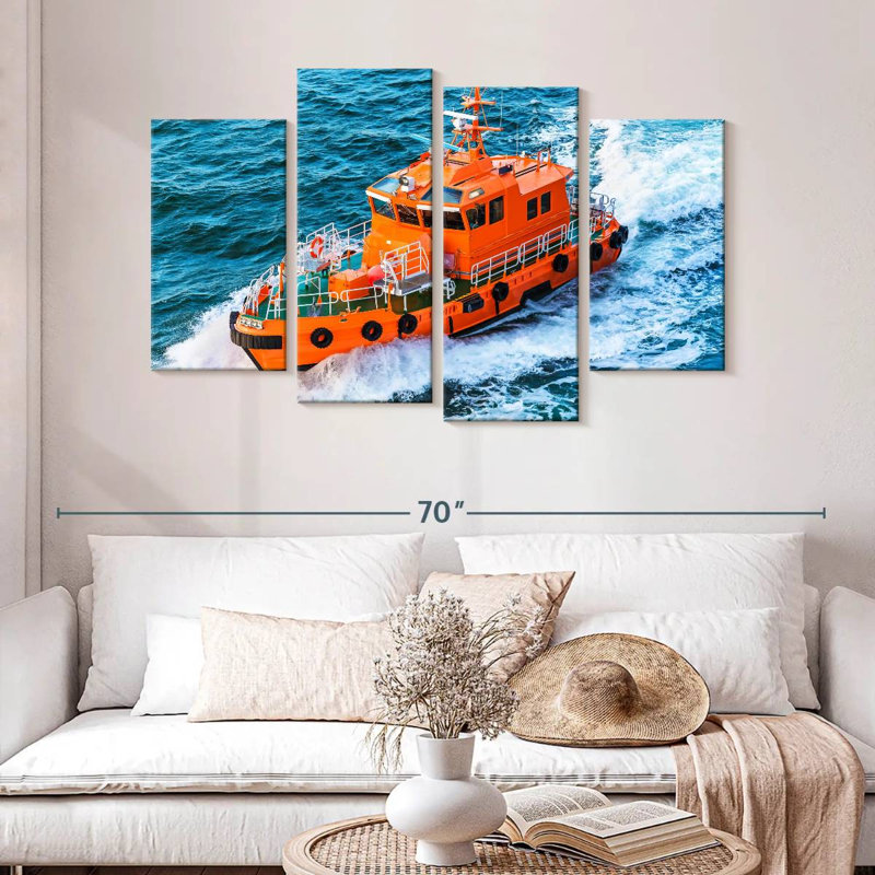 Mehar Coast Guard Rescue Boat, 32" H x 52" W