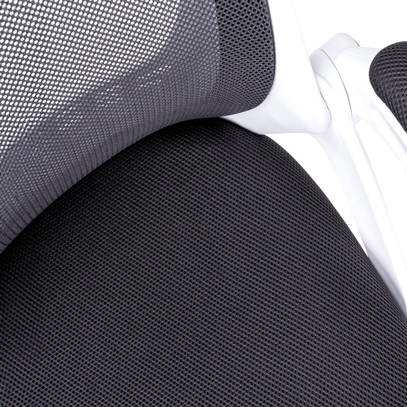 Gray Mesh Chrome Metal Office Chair, Adjustable Height, Swivel, Ergonomic, Armrests, Computer Desk Work, Contemporary Modern