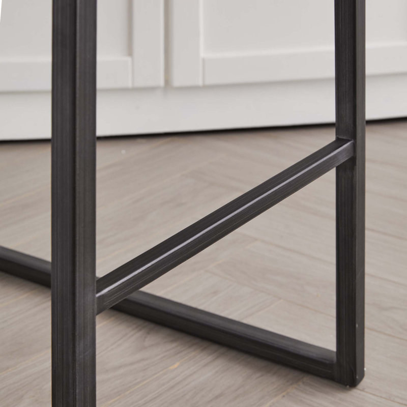 Tabouret de bar rembourré avec structure en métal noir robuste pour îlot de cuisine, salon et pub (ensembles de 2 pièces)