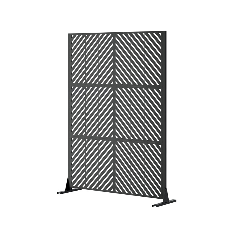 Paravent autoportant en acier galvanisé H 72 po x l 46 po, paravent décoratif extérieur avec base stable - Paravent portatif pour terrasse et terrasse, conception industrielle moderne, antirouille