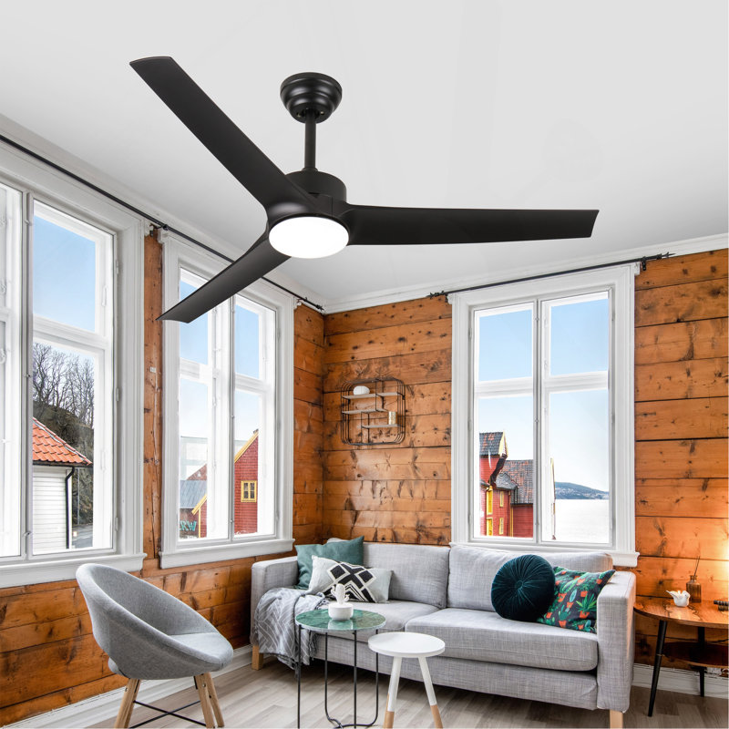 52 Inch Black Ceiling Fan With Light
