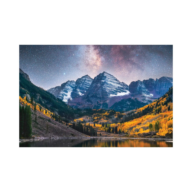 Maroon Bells Colorado Milky Way Nightscape 1 Piece Wall Art on Canvas, 101.6 cm H x 152.4 cm W  x  3.175 cm D, Does Not Apply