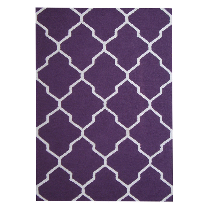 Tapis mauve / ivoire en laine touffeté à la main