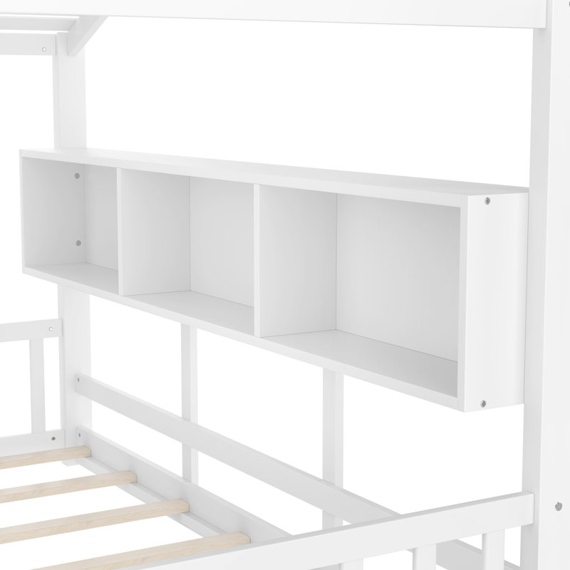 Lit sur pied avec toit, Lit simple, Blanc