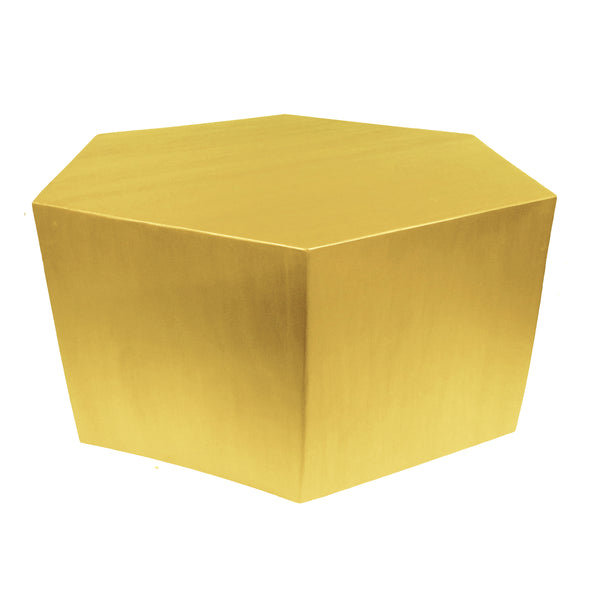 Coffee Table, Brass/White, 16" H x 40" L x 34.6" W