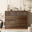 Commode 8 tiroirs H 40,2 po pour chambre à coucher, commode double en noyer, grande commode -974483643