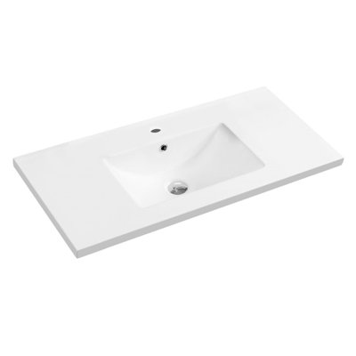 Dowell 36" White Ceramic Single Bathroom Vanity Basin,36Wx18dx7h