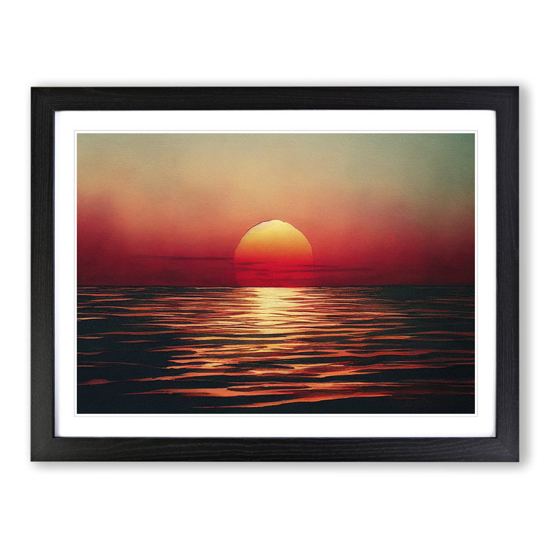 Magnetic Sunset Seascape - Framed Print, Black, 25cm H x 34cm W x 2cm D