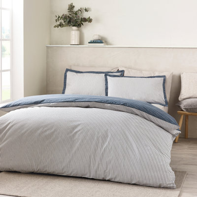 Oxford Pinstripe Reversible Duvet Cover Set