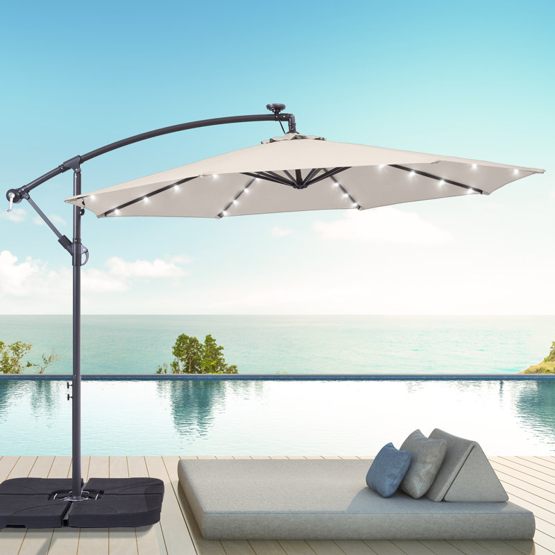 Dannii-Leigh 120'' Lighted Cantilever Umbrella, Beige