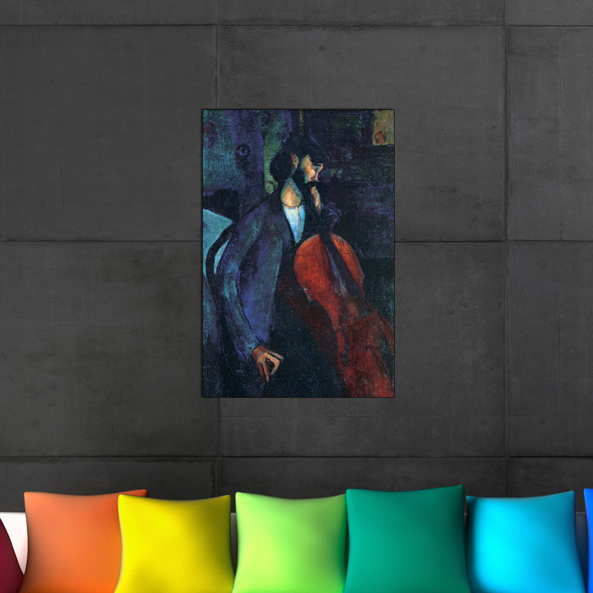'The Cellist' by Modigliani Amedeo Painting Print