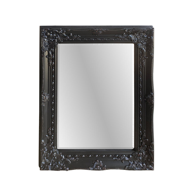 Kenner Solid Wood Rectangle Mirror, Distressed Black