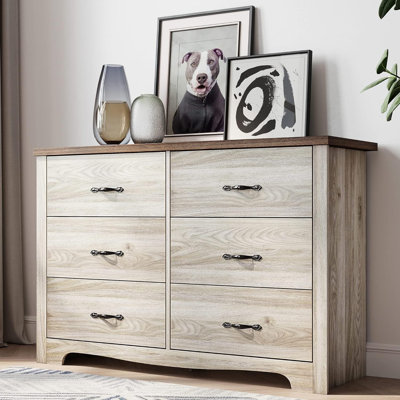 6 Drawers Dresser For Bedroom, White Dresser Wood Dresser Chest Of Drawers, Modern Dressers For Bedroom, Living Room, Closet -  Red Barrel StudioÂ®, 9AB602D94A724734ADEBB9593869C359