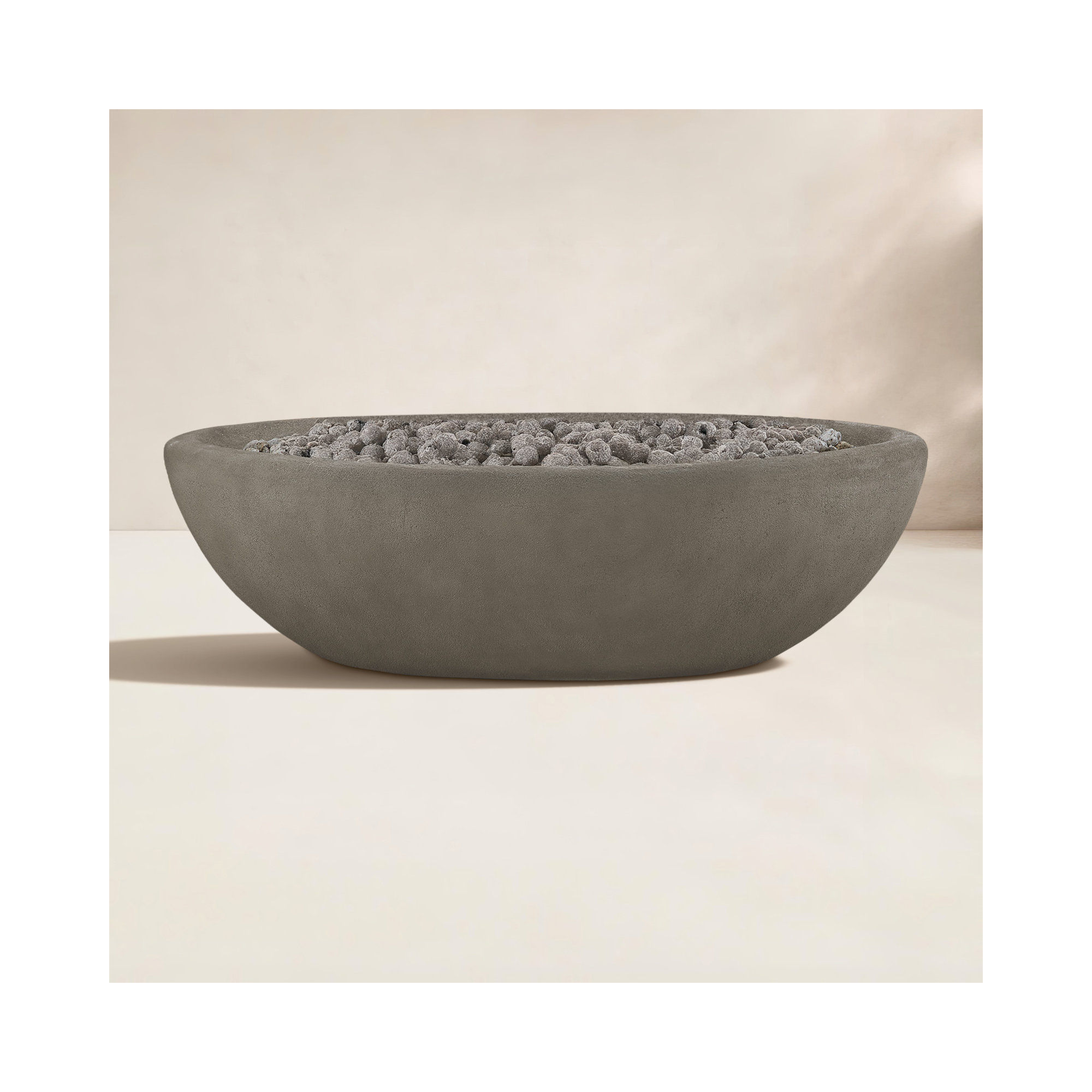 RIVERSIDE Oval Propane Fire Bowl by Real Flame, 17.25" H x 58" W x 32.25" D, Glacier Gray