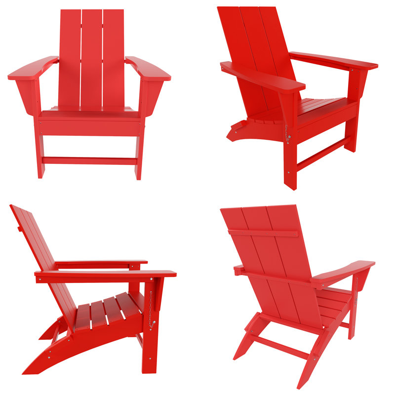 Joubert Foldable Outdoor Adirondack Set, Red