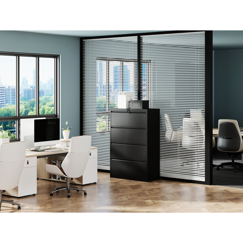 4 classeurs latéraux, métal robuste, glissières à extension silencieuses, formaldéhyde intelligent et quincaillerie Space Office Solution, 30 pièces pour la maison