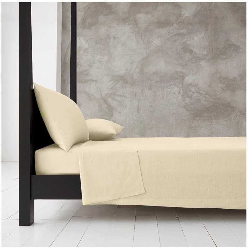 Cotton Blend Flat Sheet, Cream, European Double (140 x 200cm)