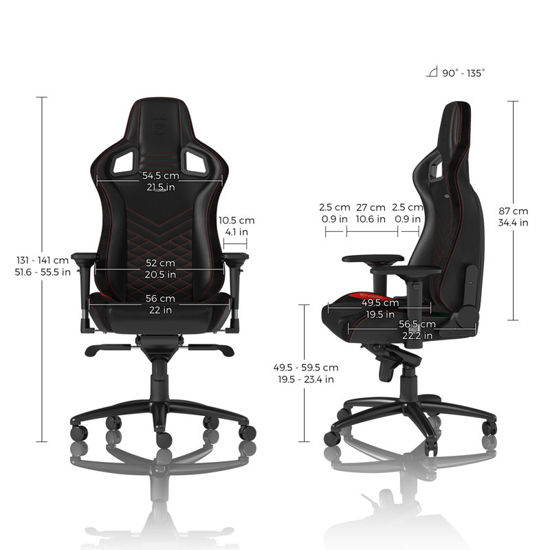 Noblechairs Adjustable Reclining Ergonomic Swiveling PC & Racing Game Chair in Black