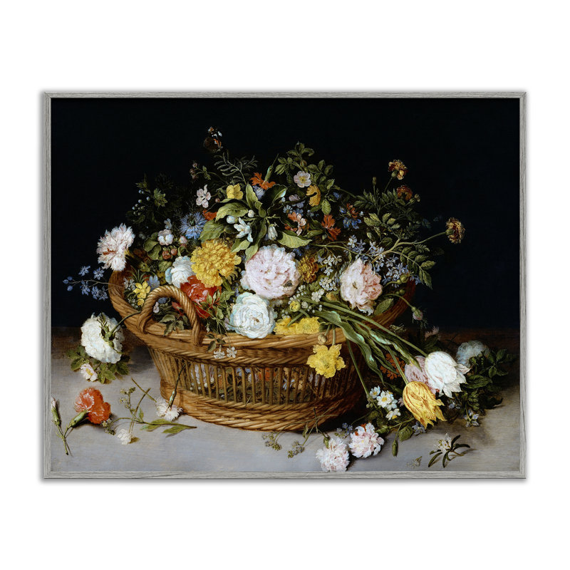 Art vintage de giclée de panier de fleurs par CAD, Estampe numérique Farmhouse, H 11 po x l 14 po
