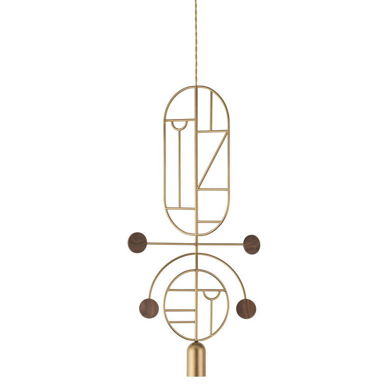 Wooden Dots 1 - Light Pendant, Walnut, Brass