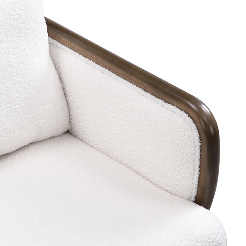 Chaise d'appoint en tissu Sherpa, fauteuil rembourré avec structure en bois massif, chaise longue confortable