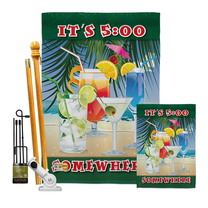 It's 5 Somewhere Party - Impressions Decorative 2-Sided Polyester 40 x 28 in. Flag Set