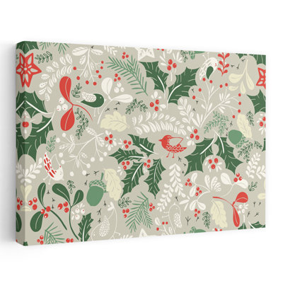Motif d'oiseaux d'hiver, houx, style rustique abstrait contemporain, forêt d'oiseaux, nature
