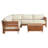 Table basse d'extérieur en L en bois massif de 102 po avec coussins crème Pomona