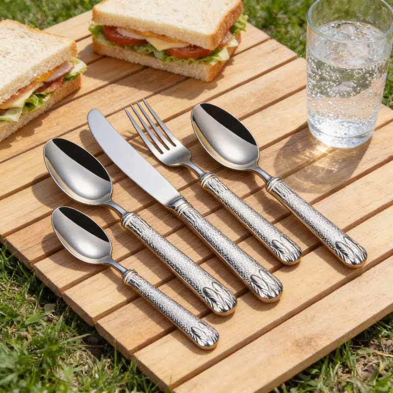 Ensemble de couverts 20 pièces pour 4 personnes, couverts en acier inoxydable 304 de qualité supérieure avec finition polie miroir, ensemble de couverts lourds pour une utilisation formelle et quotidienne