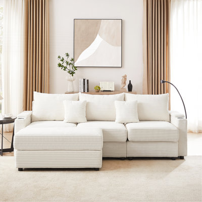 95.3" Modern Style 3-Seater Sofa Sectional Sofa Couch With Storage Space
