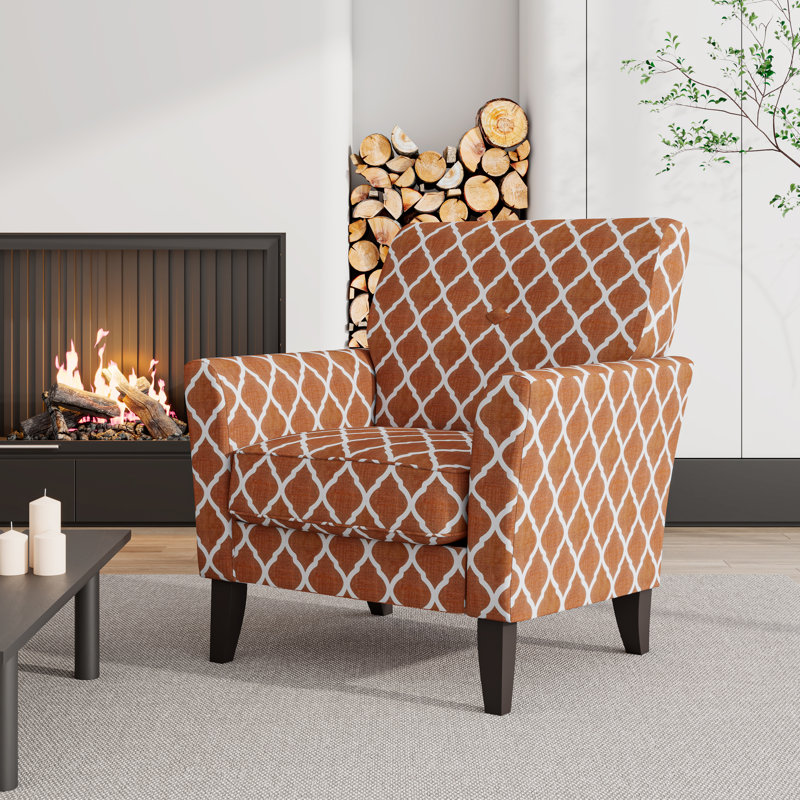 Chaise avec accoudoirs rembourrée Alex, Orange rayonne / viscose