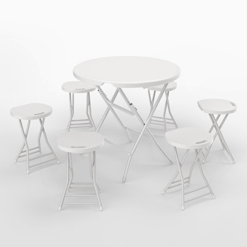 Table de salle à manger 7 pièces pliable blanche 2,6 pi
