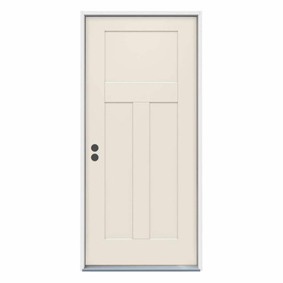 3-Panel Craftsman Primed Steel Prehung Front Entry Door