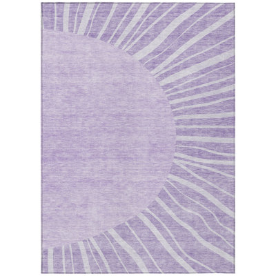 10' X 14' Lavender And Purple Abstract Washable Indoor Outdoor Area Rug