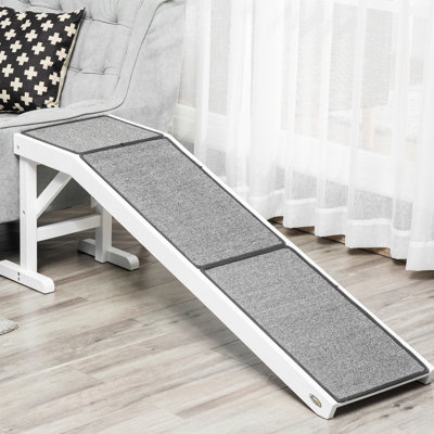 60"X16"X20" Cat And Dog Ramp, White, Slip, Made Of Wood For Long-Term Use Pet Climb Ramp - 60"X16"X20", White. Slip Surface & Comfortable Platform. Quality Wood. Assures Pets' Safe Climbing.
