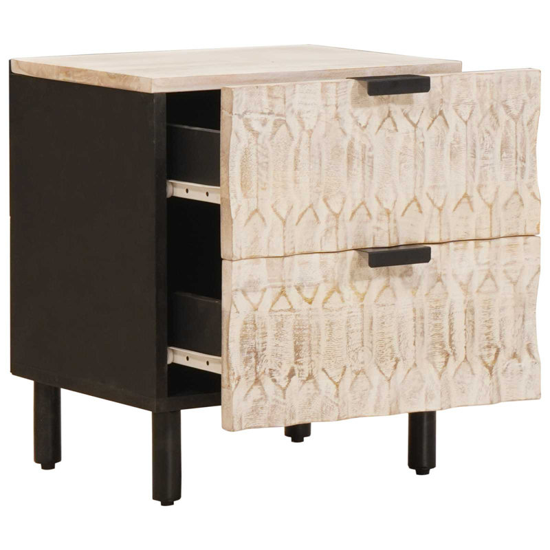 40cm W Solid Wood Bedside Table, White