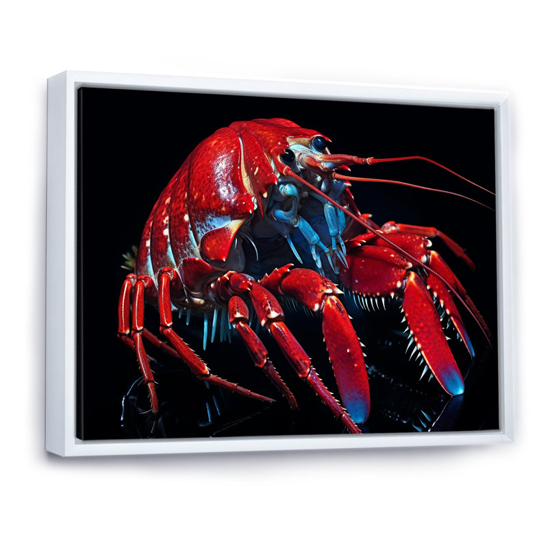 Mante moderne rouge crevette II, H 34 po x l 44 po x P 1,5 po, Cadre flottant blanc