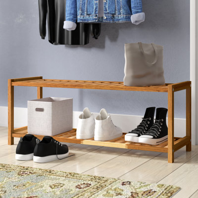 6 Pair Stackable Solid Wood Shoe Rack