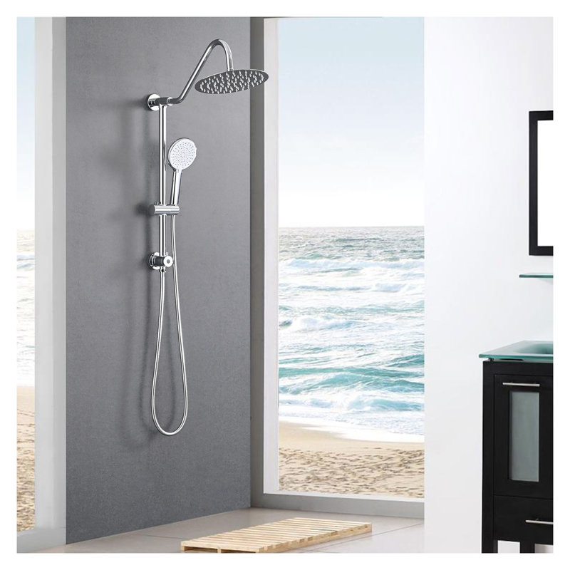10 Inch Rain Shower Head with Handheld Shower System, Chrome Adjustable Height Shower Fixture with 3-Function Spray for Bathroom