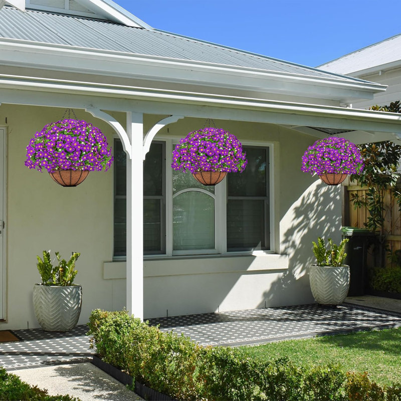 Plantes suspendues artificielles avec panier, Mauve