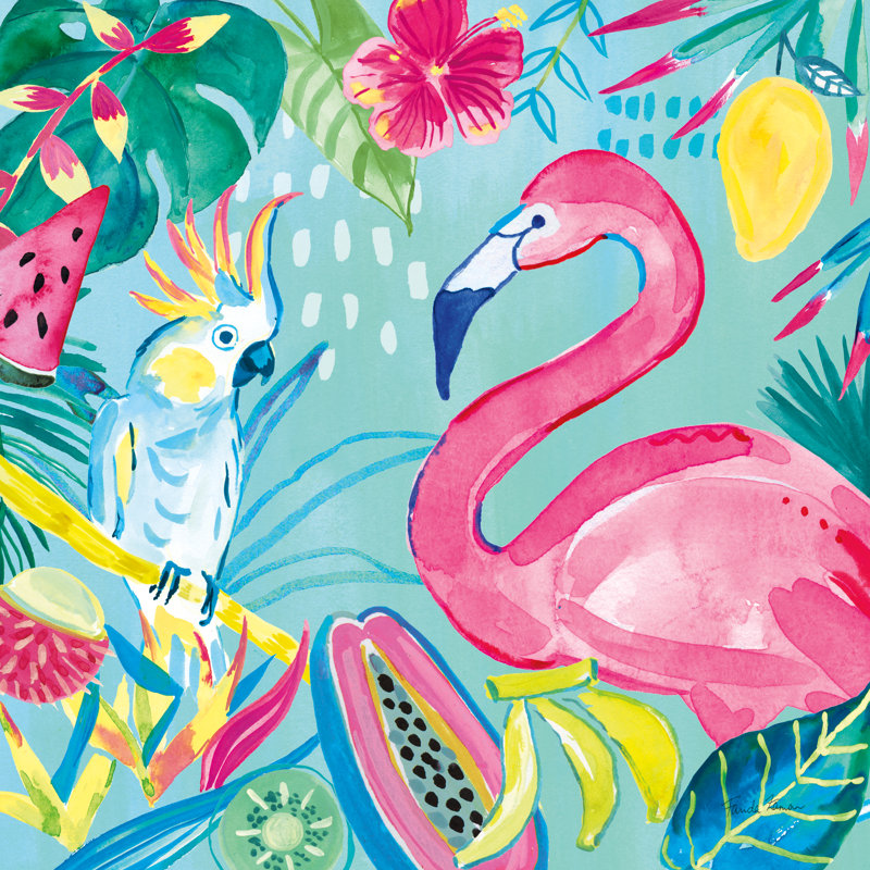 Fruity Flamingos III - Wrapped Canvas Print, 51cm H x 51cm W