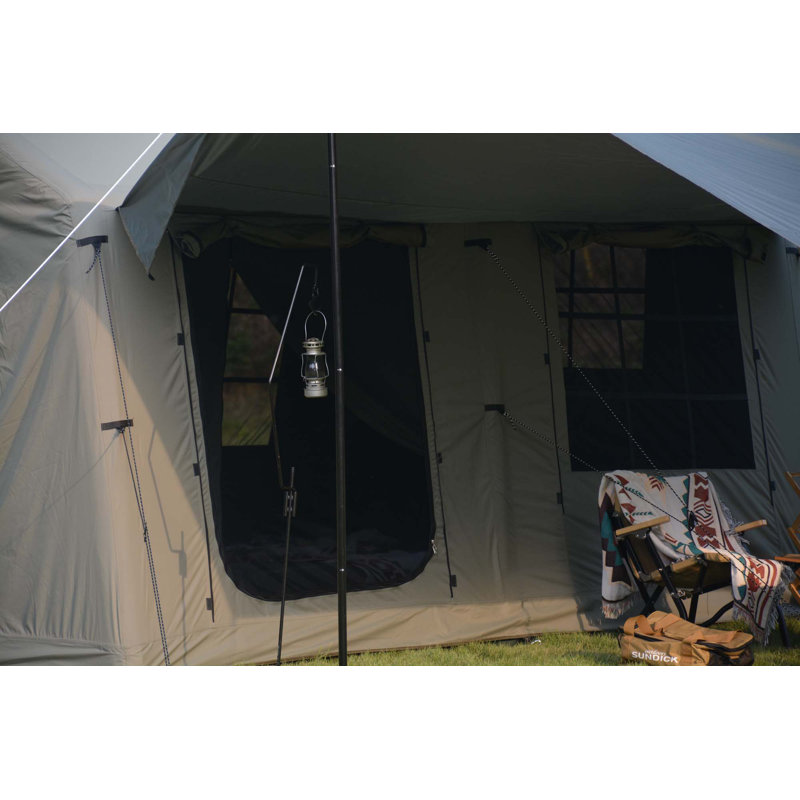 9.8X13ft inflatable camping tent with canopy & hand pump, easy setup waterproof & windproof air glamping tent., Army Green